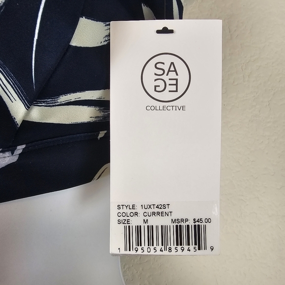 Sage Collective Current Blue Abstract Strappy Back Sports Bra - Picture 4 of 9